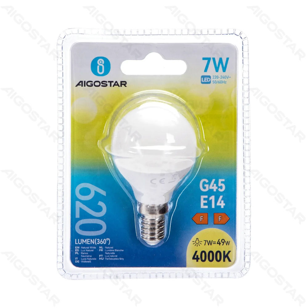 MINI GLOBO LED G45 E14 7W - LUCE NEUTRA - 620LMAigostar