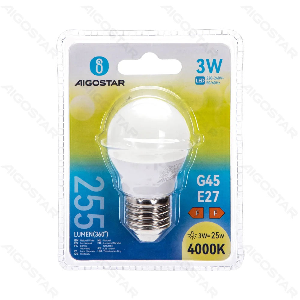 MINI GLOBO LED G45 E27 3W - LUCE NEUTRA - 255LMAigostar