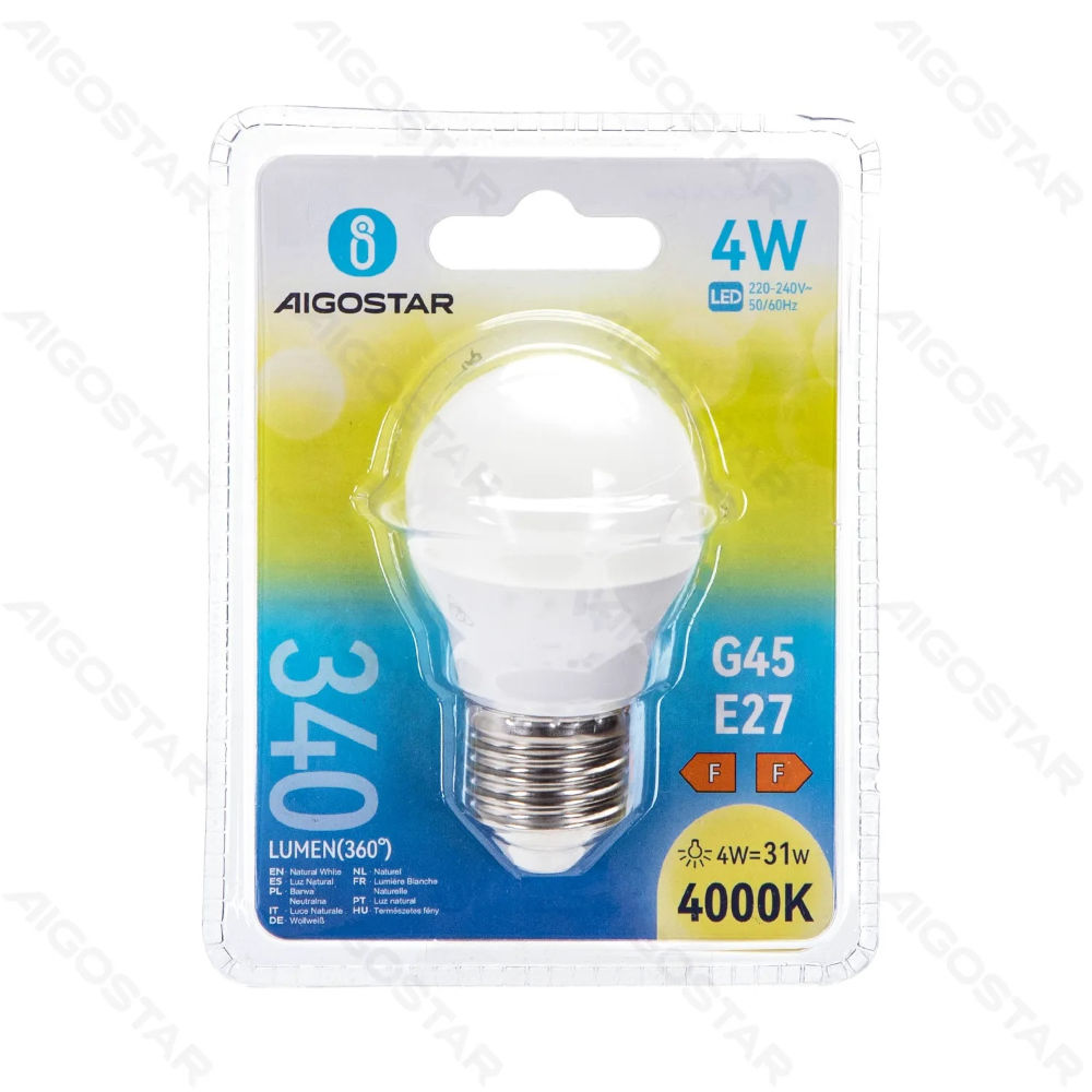MINI GLOBO LED G45 E27 4W - LUCE NEUTRA - 340LMAigostar