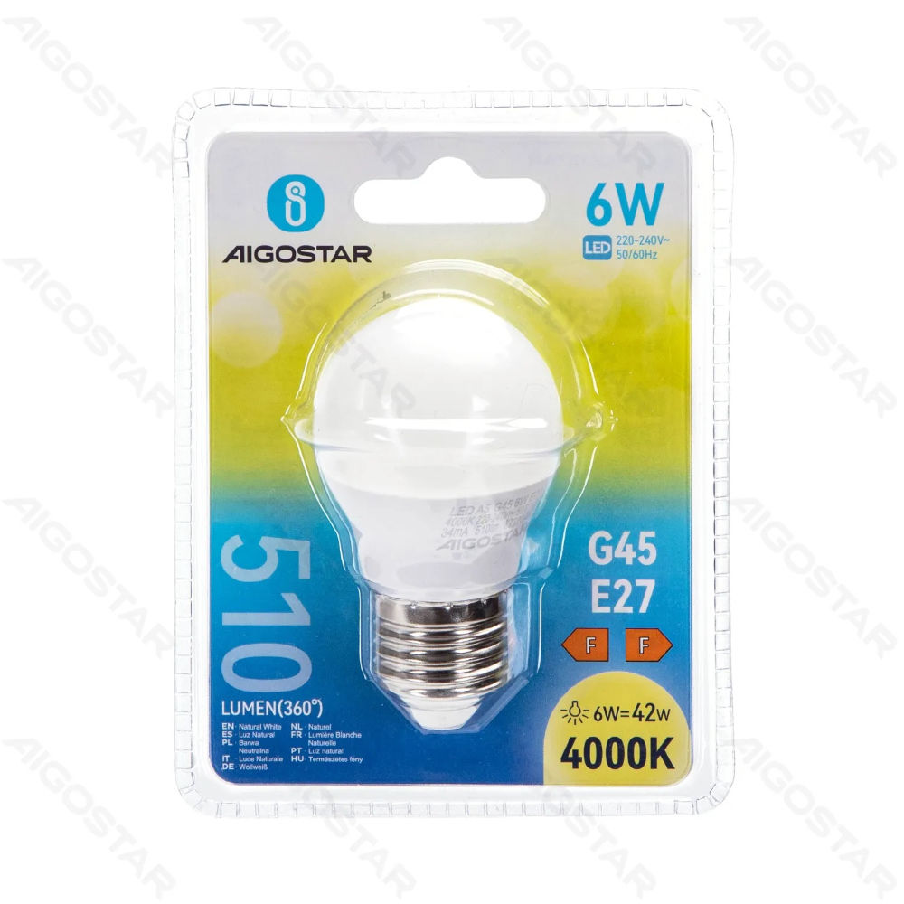 MINI GLOBO LED G45 E27 6W - LUCE NEUTRA - 510LMAigostar