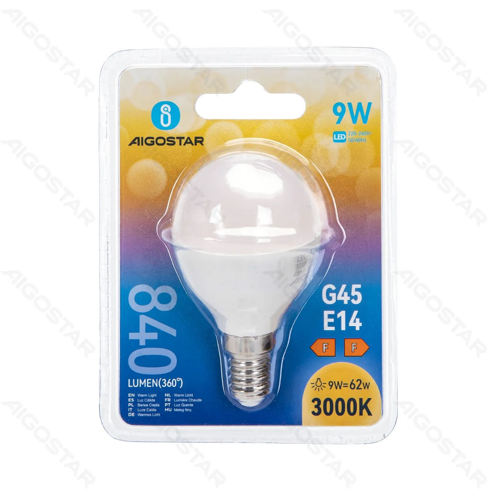 MINI GLOBO LED G45 E14 9W - LUCE CALDA - 840LMAigostar