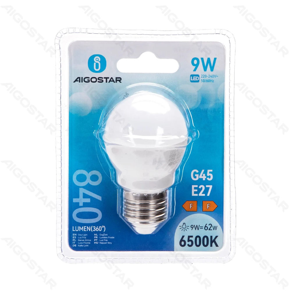 MINI GLOBO LED G45 E27 9W - LUCE FREDDA - 840LMAigostar