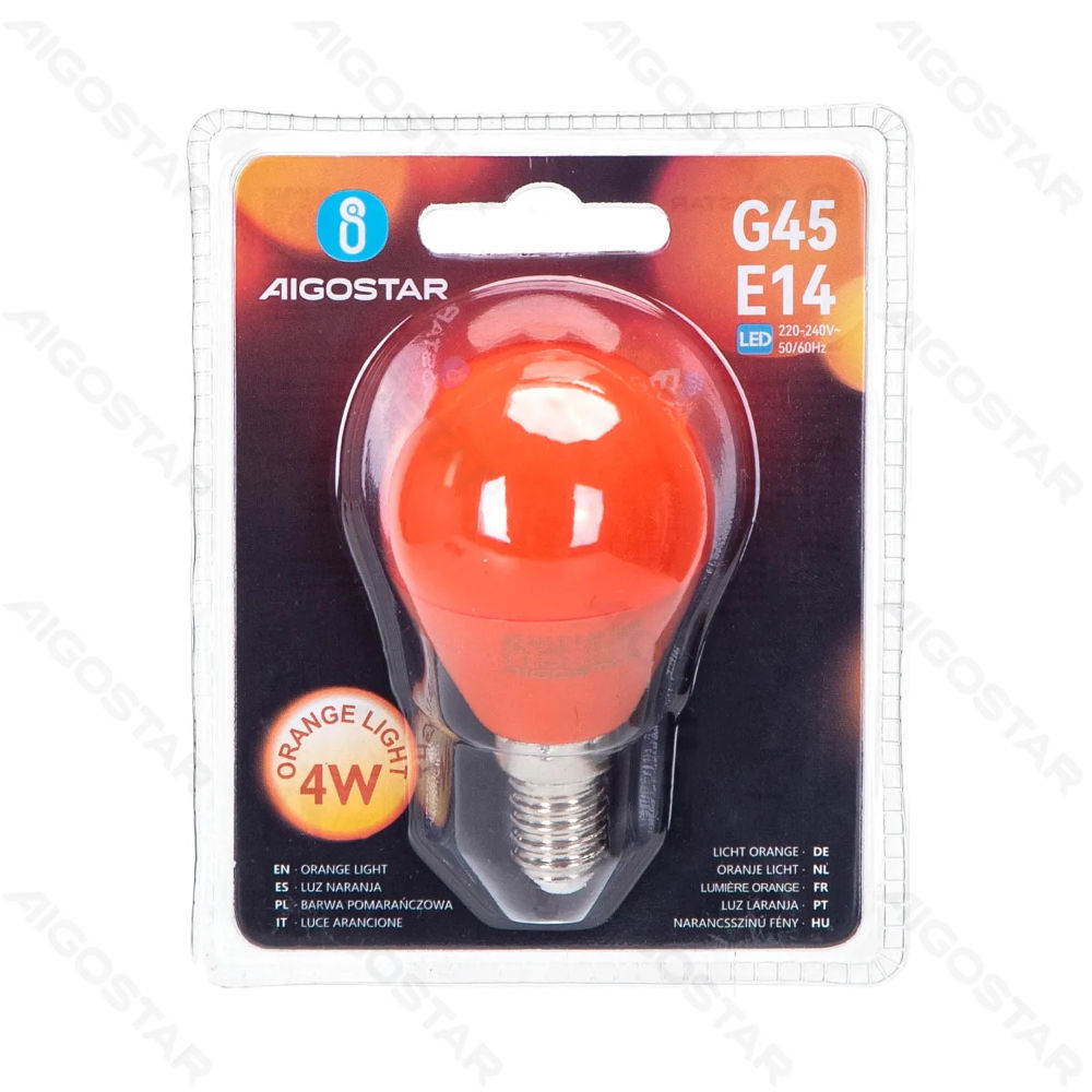 LAMPADINA LED G45 E14 4W - LUCE ARANCIONEAigostar