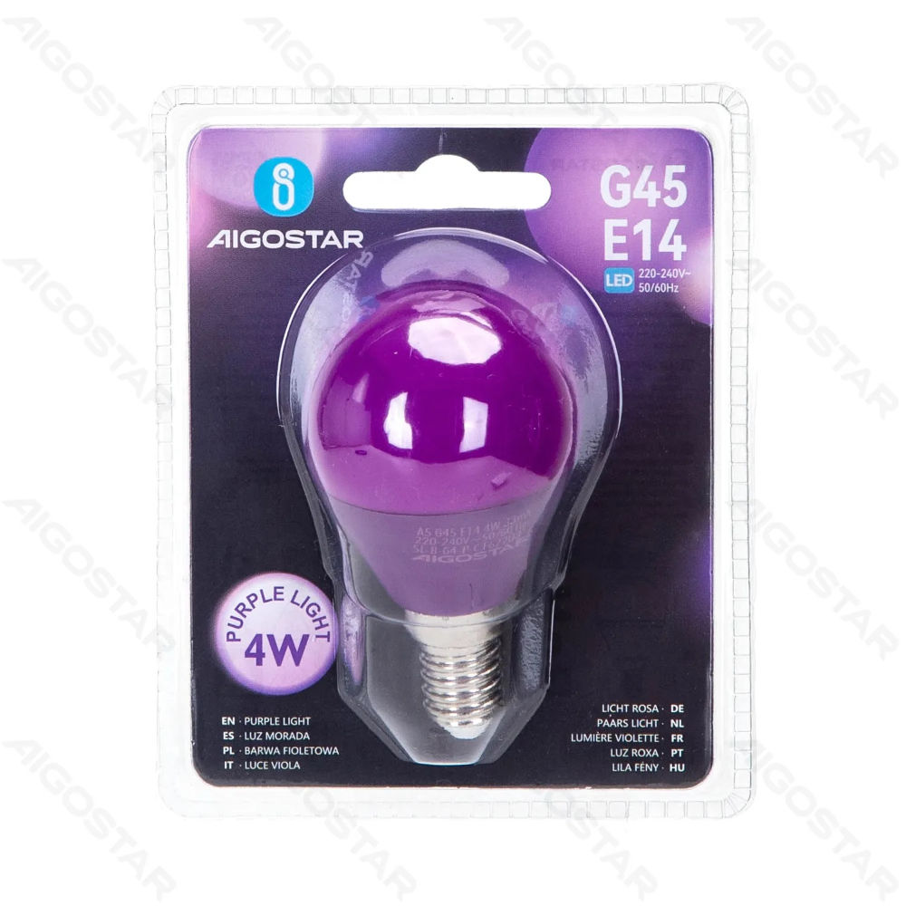 LAMPADINA LED G45 E14 4W - LUCE VIOLAAigostar
