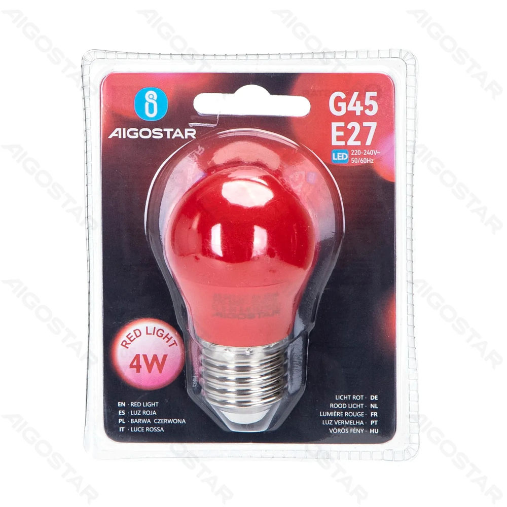 LAMPADINA LED G45 E27 4W - LUCE ROSSAAigostar