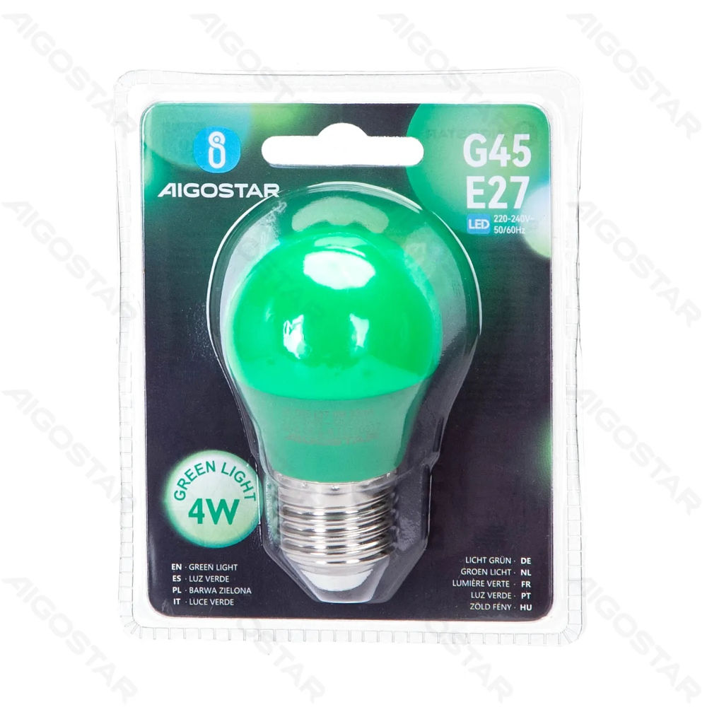 LAMPADINA LED G45 E27 4W - LUCE VERDEAigostar