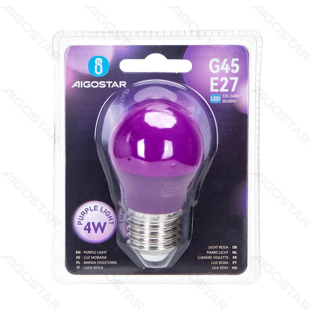 LAMPADINA LED G45 E27 4W - LUCE VIOLAAigostar