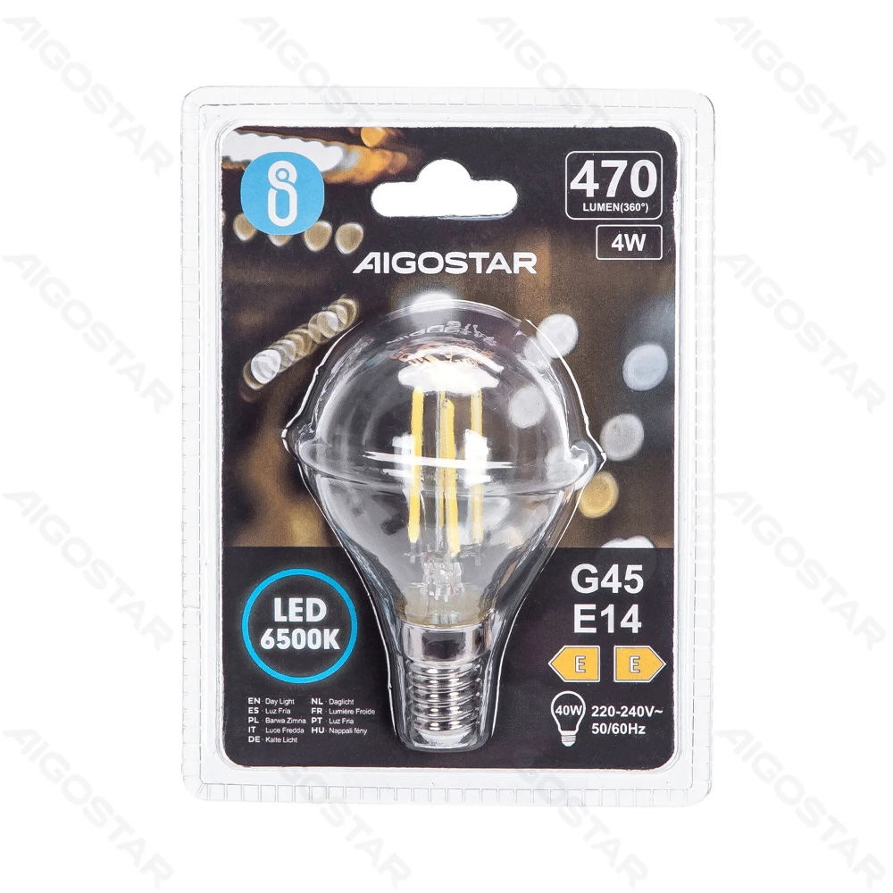 LAMPADINA LED G45 E14 4W - LUCE FREDDA 6500KAigostar