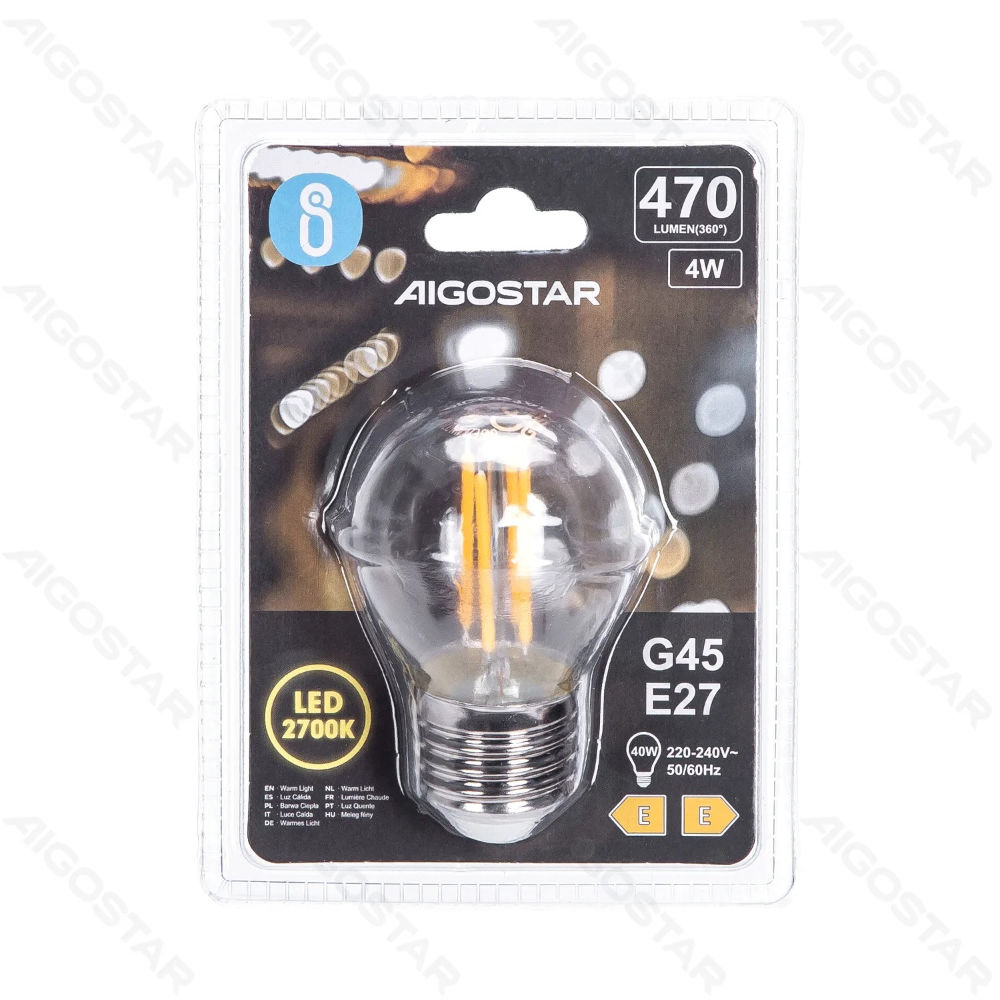 LAMPADINA LED G45 E27 4W - LUCE CALDA 2700KAigostar