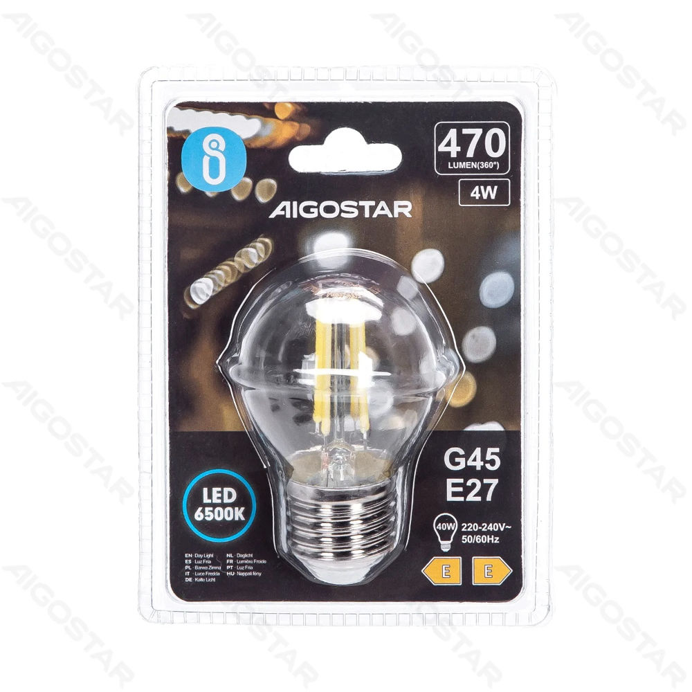 LAMPADINA LED G45 E27 4W - LUCE FREDDA 6500KAigostar