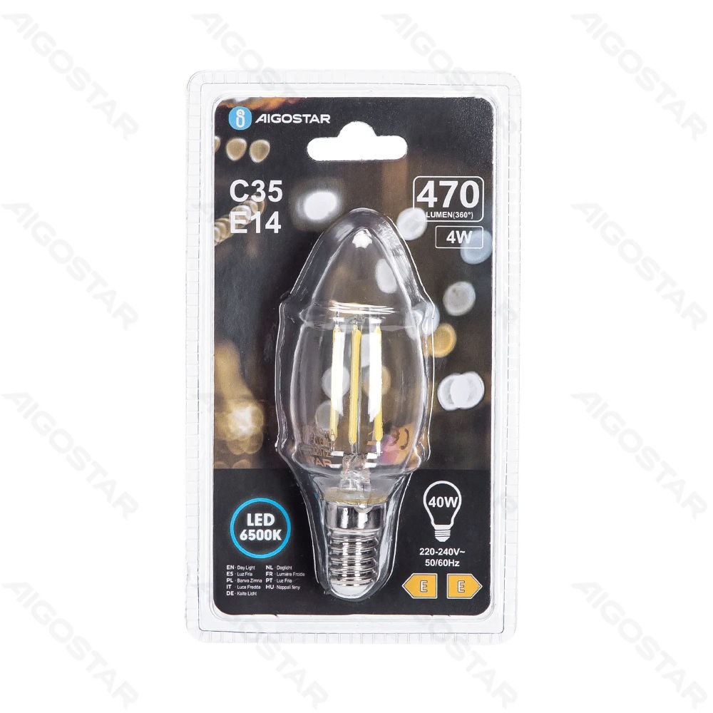LAMPADINA LED C35 E14 4W - LUCE FREDDA 6500KAigostar