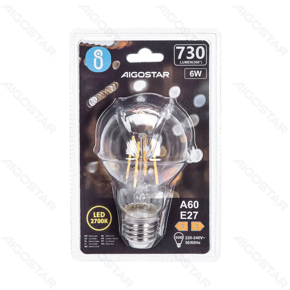 LAMPADINA LED A60 E27 6W - LUCE CALDA 2700KAigostar