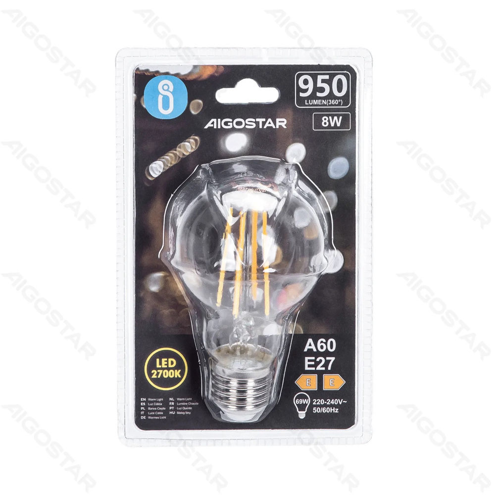 LAMPADINA LED A60 E27 8W - LUCE CALDA 2700KAigostar