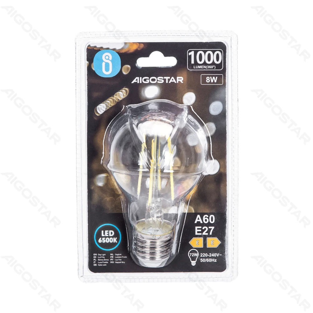 LAMPADINA LED A60 E27 8W - LUCE FREDDA 6500KAigostar