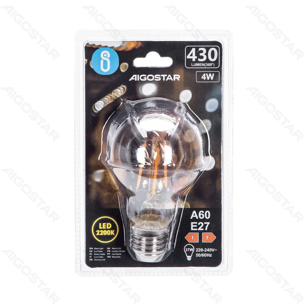 LAMPADINA LED A60 E27 4W AMBRATA - LUCE CALDA 2200KAigostar