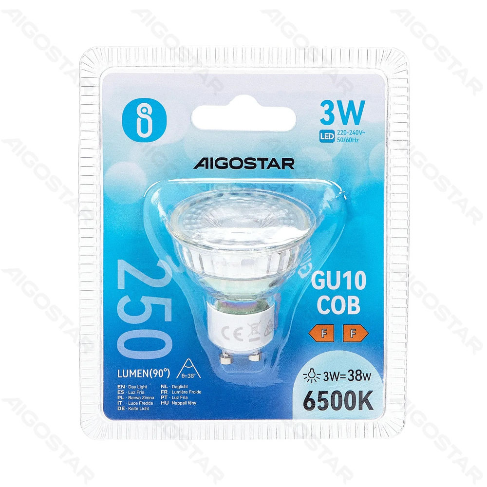 LED GU10 COB 3W - LUCE FREDDA 6500K - 250LMAigostar
