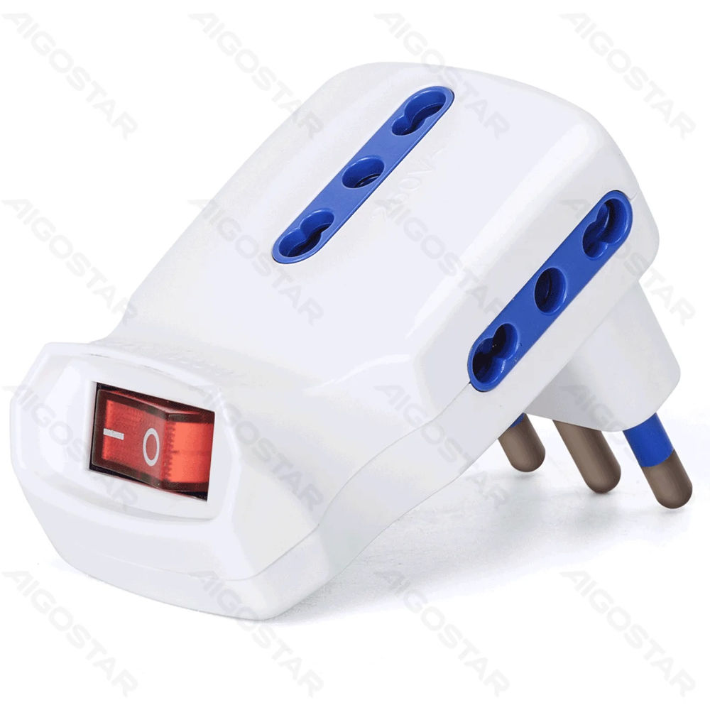 ADATTATORE A 3 VIE CON INTERRUTTORE 16A - BIANCOAigostar