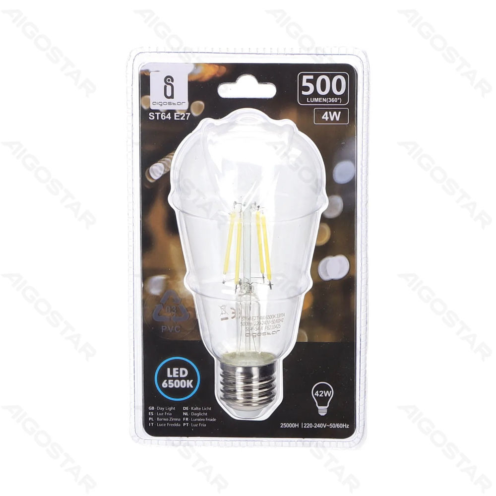 LAMPADINA LED ST64 E27 4W - LUCE FREDDA 6500KAigostar