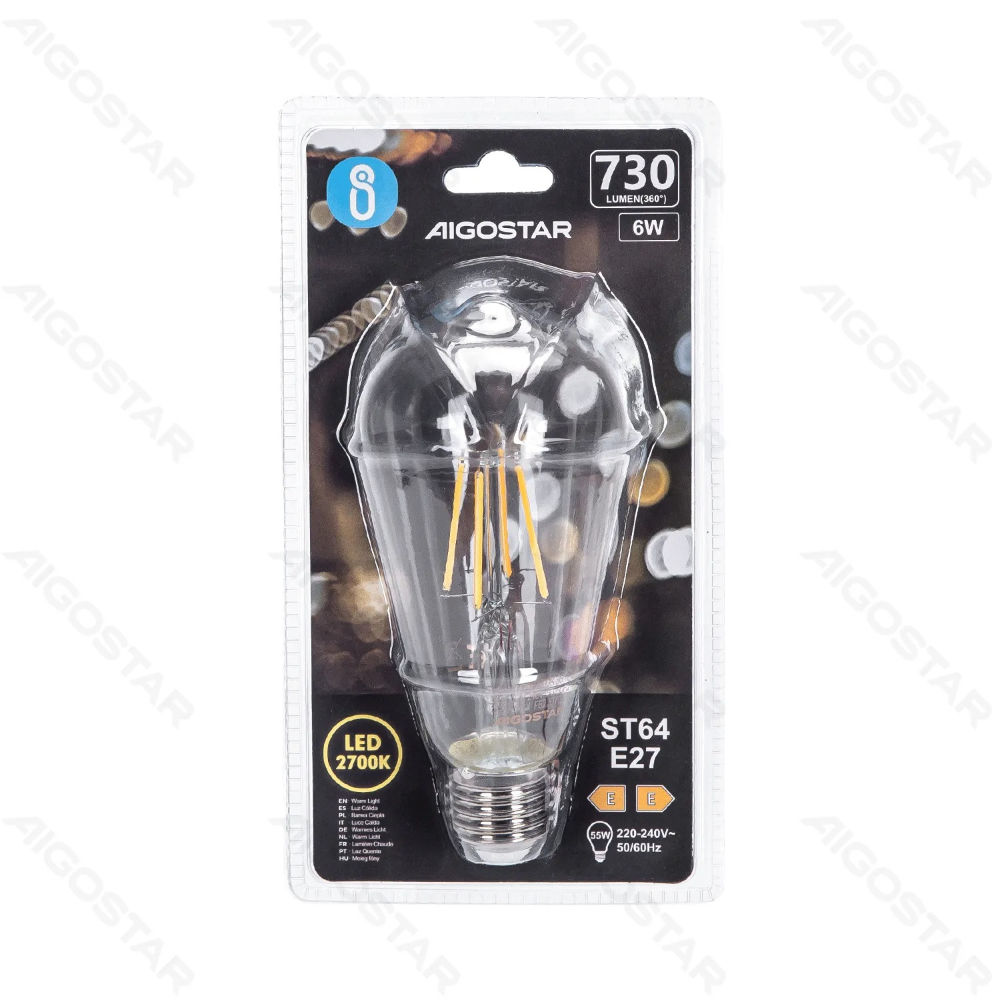 LAMPADINA LED ST64 E27 6W - LUCE CALDA 2700KAigostar