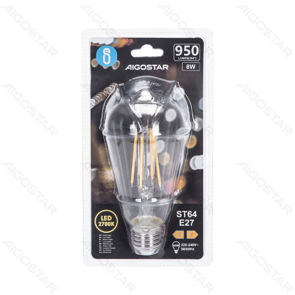 LAMPADINA LED ST64 E27 8W - LUCE CALDA 2700KAigostar
