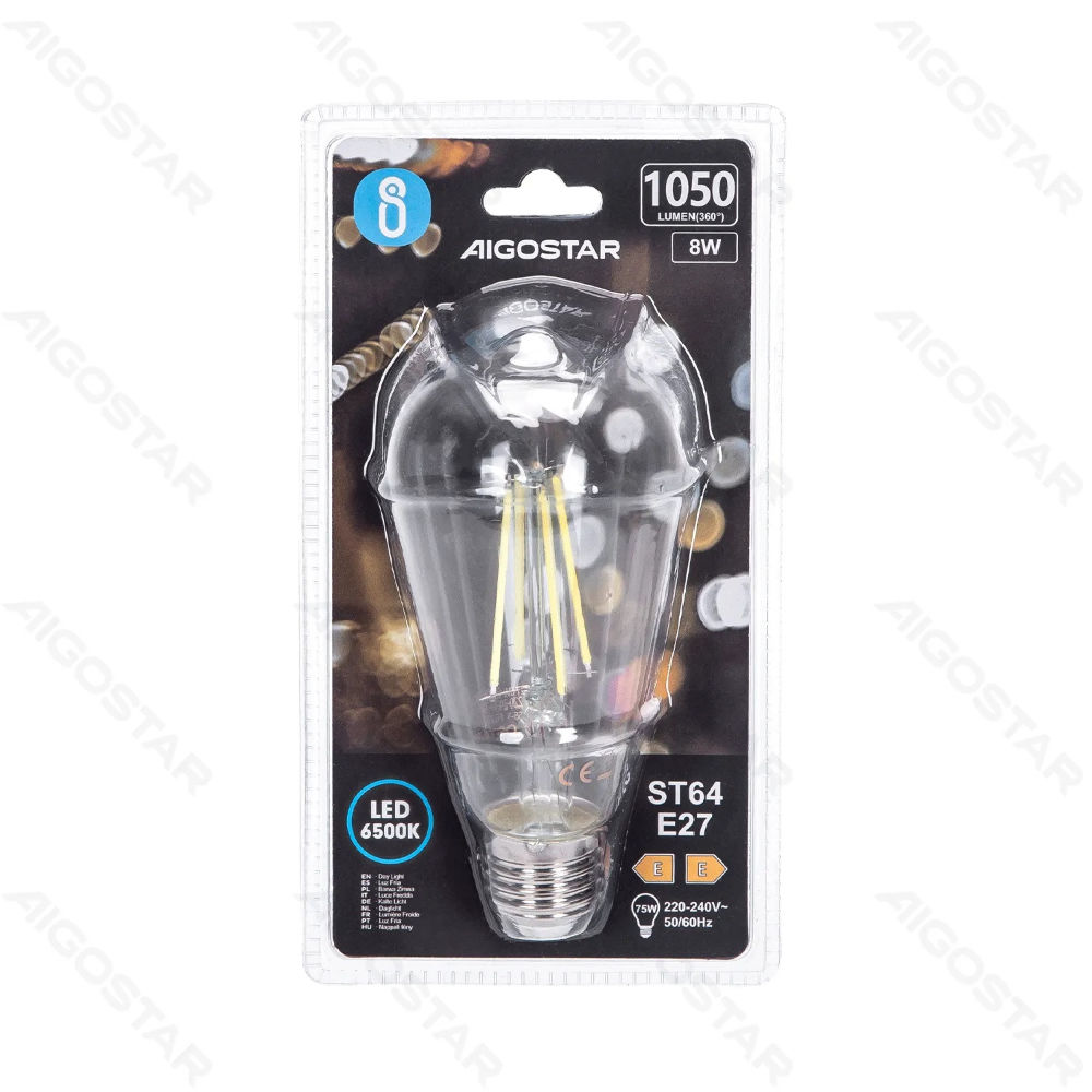 LAMPADINA LED ST64 E27 8W - LUCE FREDDA 6500KAigostar