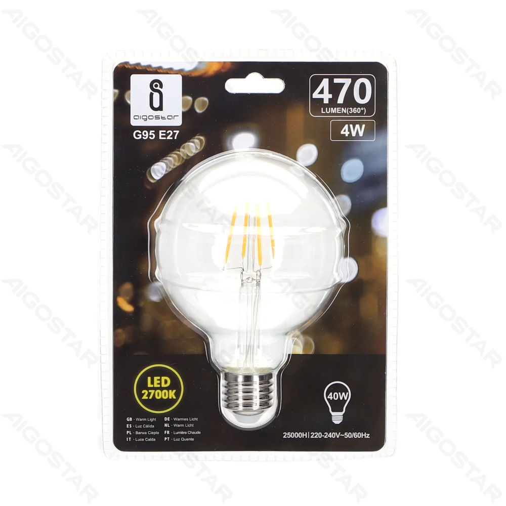 LAMPADINA LED G95 E27 4W - LUCE CALDA 2700KAigostar