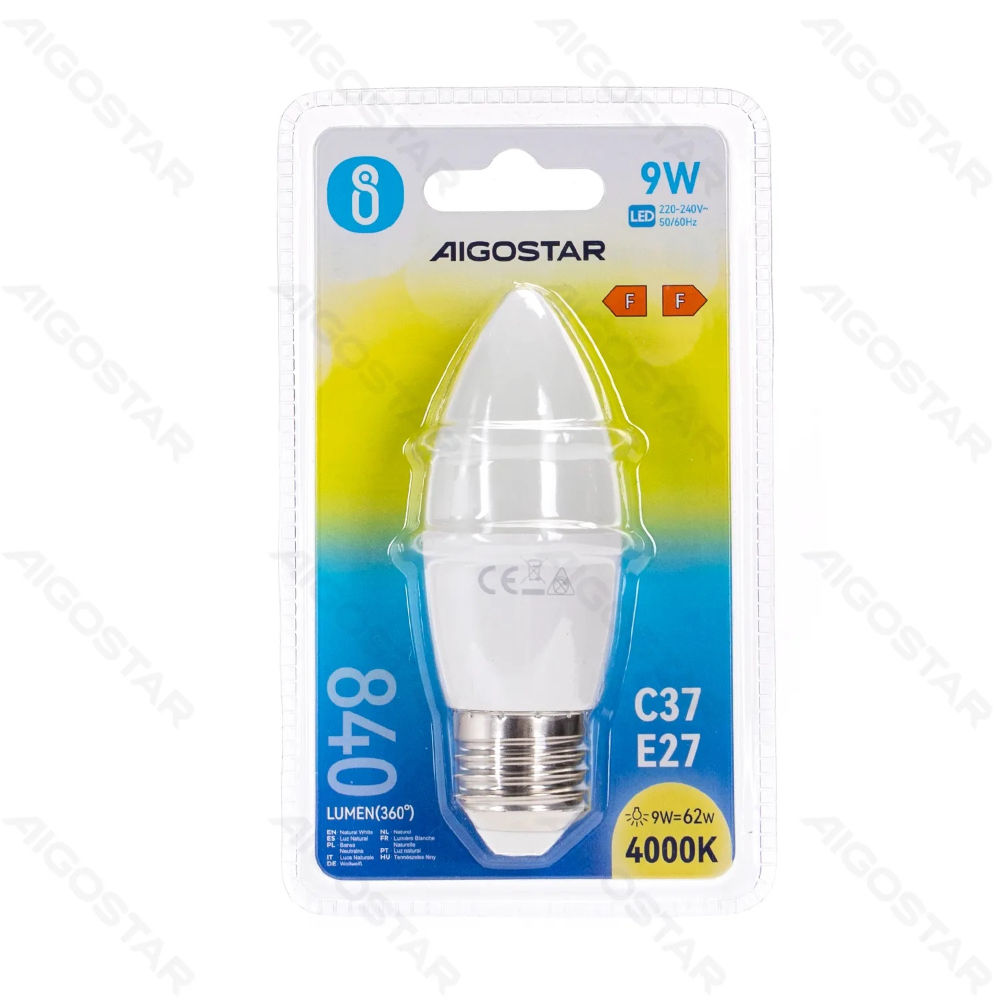 LAMPADINA LED C37 E27 9W - LUCE NEUTRA - 840LMAigostar