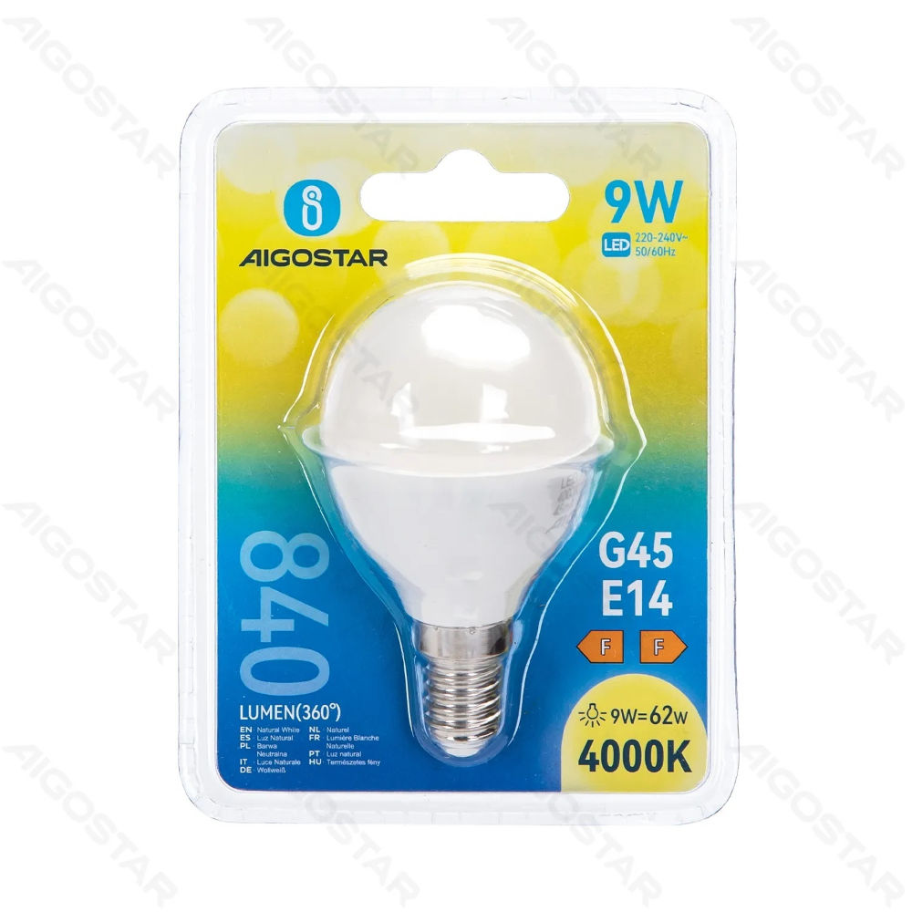 MINI GLOBO LED G45 E14 9W - LUCE NEUTRA - 840LMAigostar