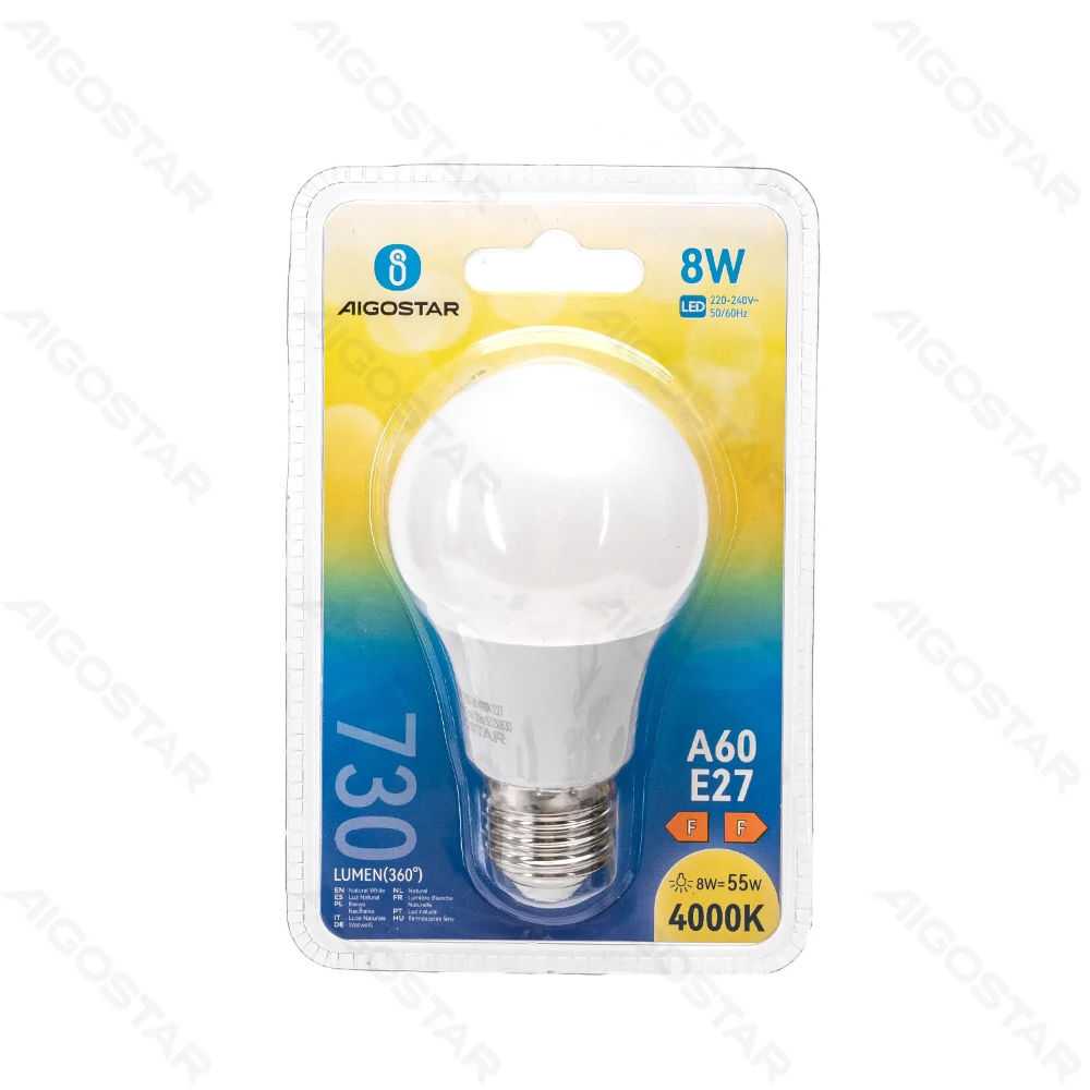 LAMPADINA LED A60 E27 8W - LUCE NEUTRA - 730LMAigostar
