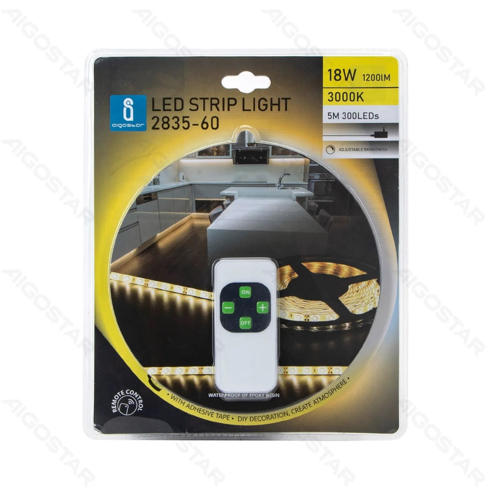 STRISCIA LED CON TELECOMANDO - LUCE CALDA - 5MAigostar