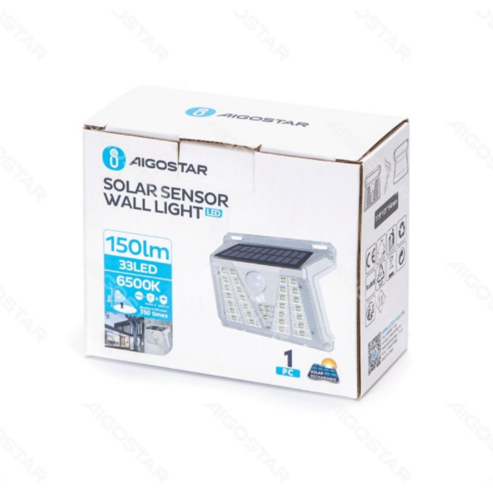 FARETTO SOLARE LED CON SENSORE - LUCE FREDDA 6500KAigostar