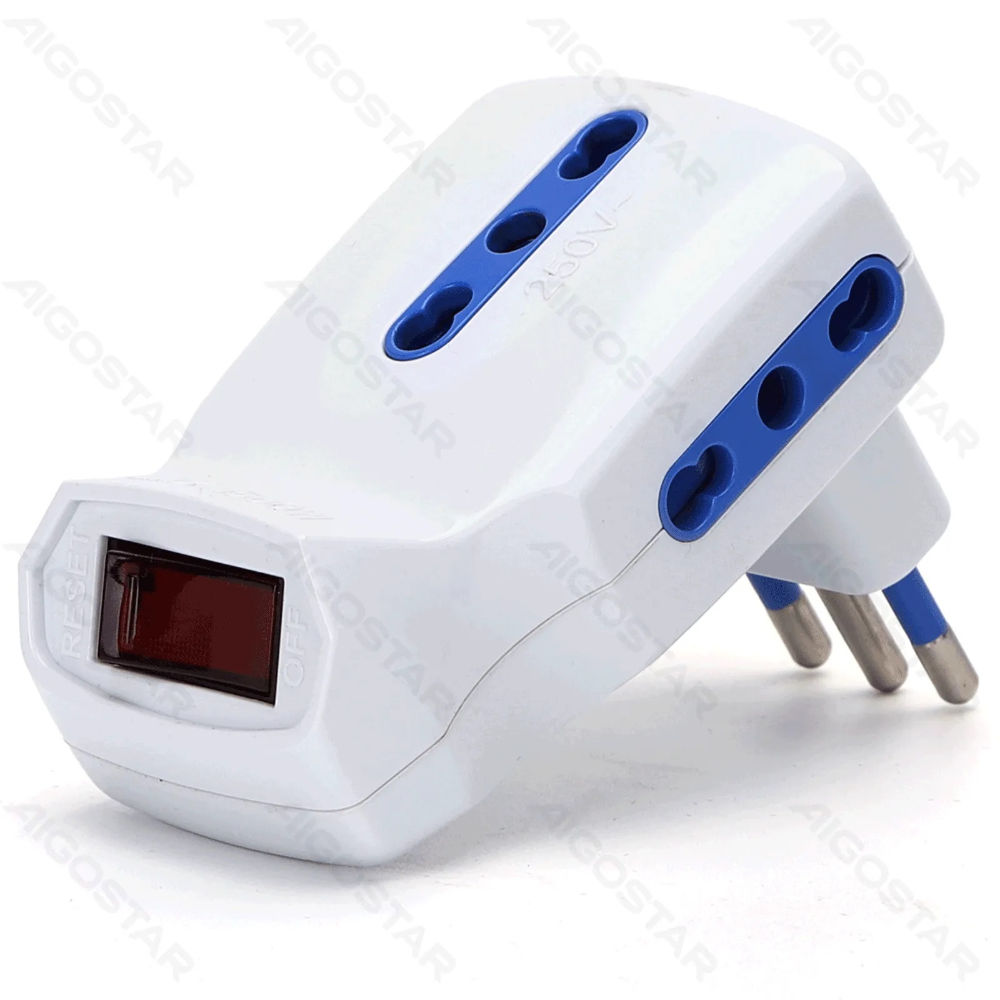 ADATTATORE A 3 VIE CON INTERRUTTORE 10A - BIANCOAigostar