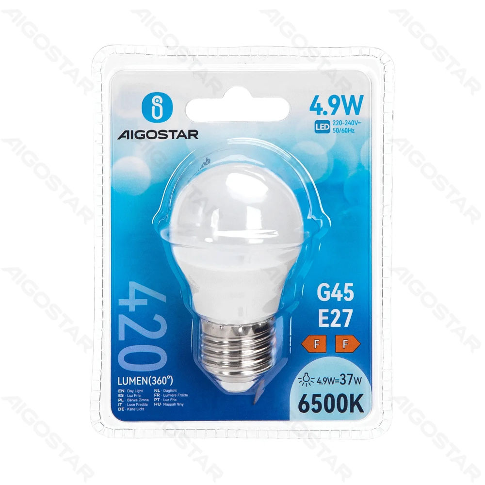 MINI GLOBO LED G45 E27 4.9W - LUCE FREDDA - 420LMAigostar