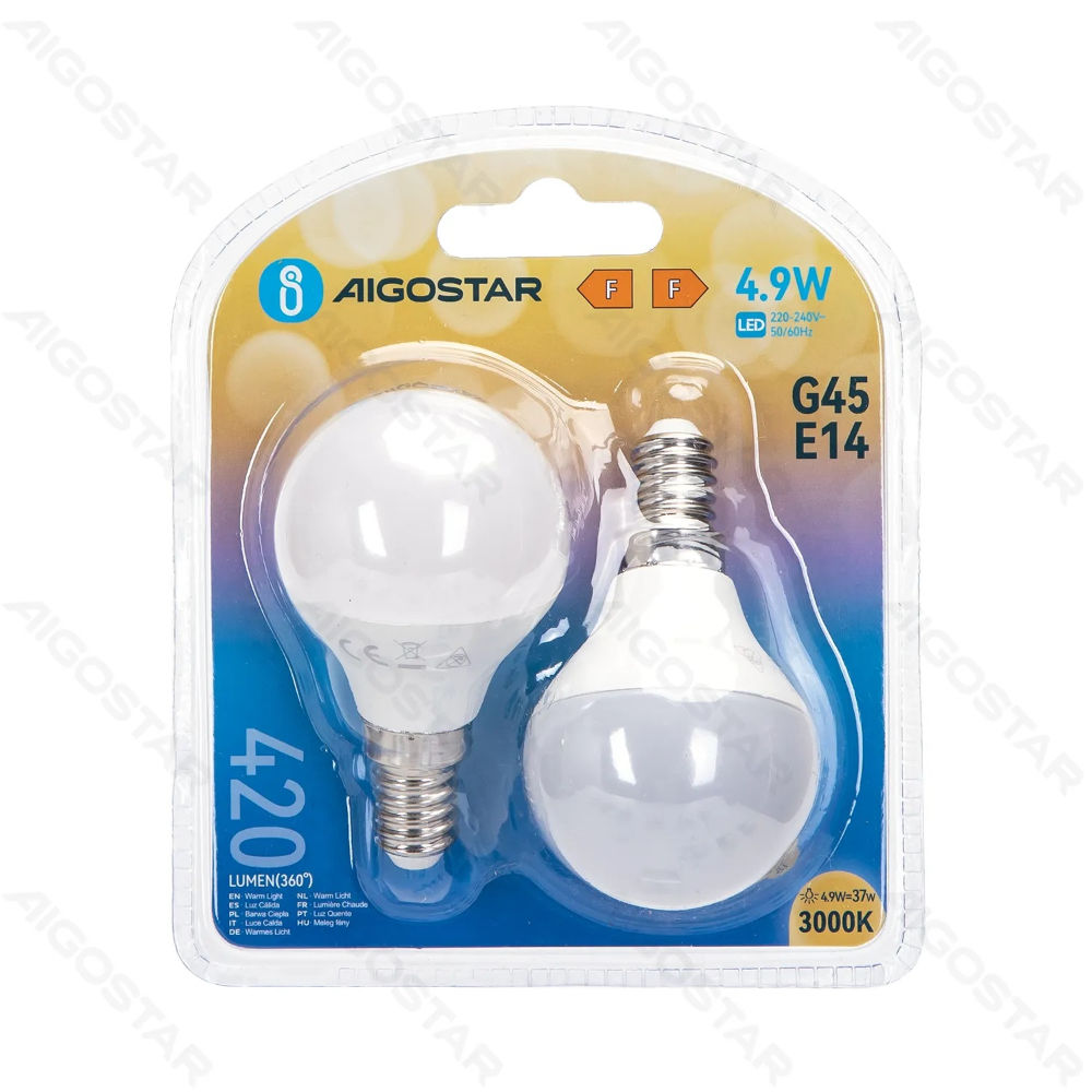 MINI GLOBO LED G45 E14 4.9W - LUCE CALDA 420LM - 2ZAigostar
