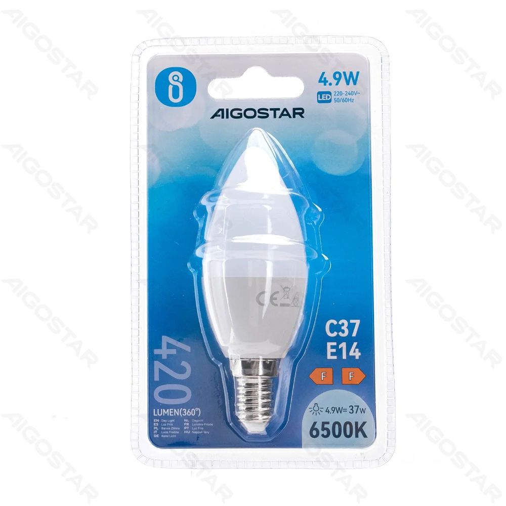 LAMPADINA LED C37 E14 4.9W - LUCE FREDDA - 420LMAigostar