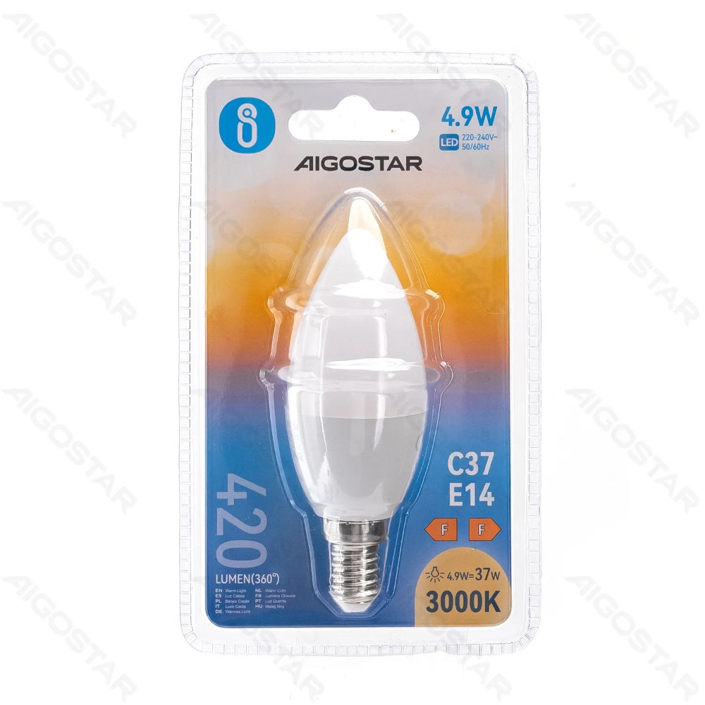 LAMPADINA LED C37 E14 4.9W - LUCE CALDA - 420LMAigostar