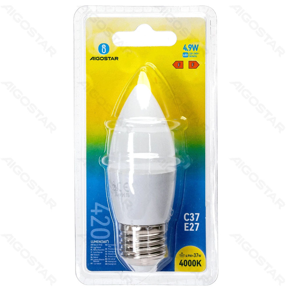 LAMPADINE LED C37 E27 4.9W - LUCE NEUTRA - 420LMAigostar