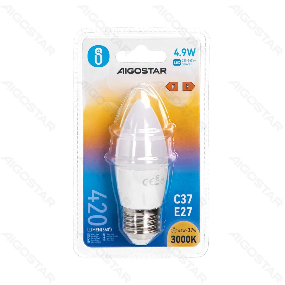 LAMPADINE LED C37 E27 4.9W - LUCE CALDA - 420LMAigostar