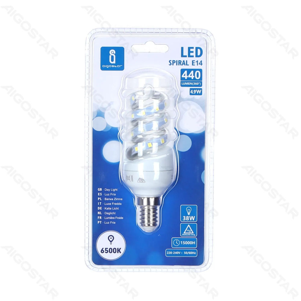 LAMPADINA LED A SPIRALE E14 4.9W - LUCE FREDDA - 440LMAigostar