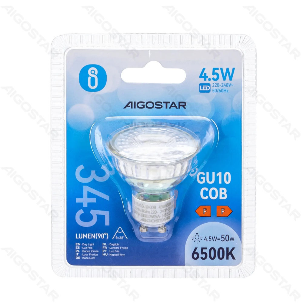 LED GU10 COB 4.5W - LUCE FREDDA 6500K - 345LMAigostar