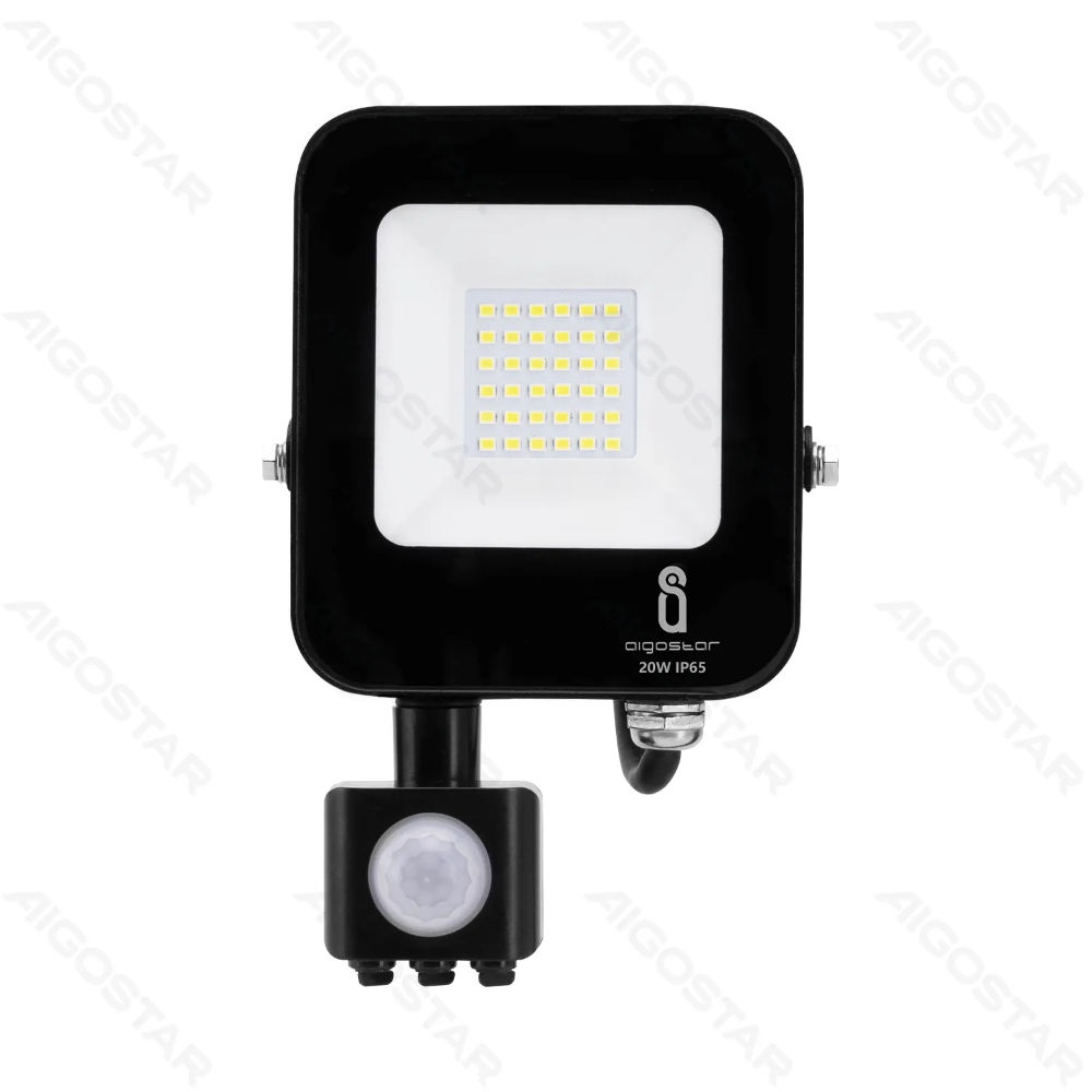 FLOODLIGHT LED CON SENSORE NERO 20W - LUCE FREDDAAigostar