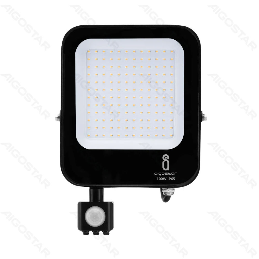 FLOODLIGHT LED CON SENSORE NERO 100W - LUCE NEUTRAAigostar