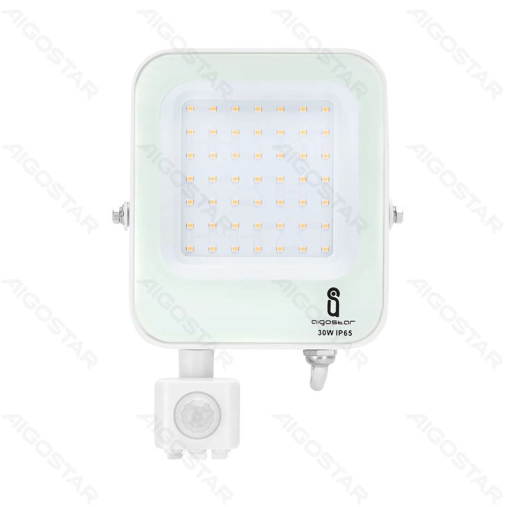 FLOODLIGHT LED CON SENSORE BIANCO 30W - LUCE NEUTRAAigostar