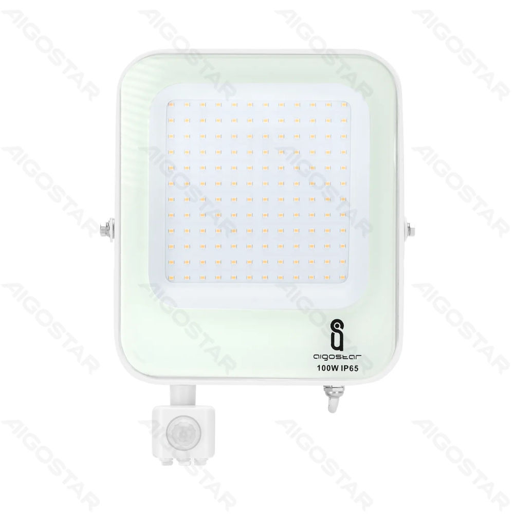FLOODLIGHT LED CON SENSORE BIANCO 100W - LUCE NEUTRAAigostar