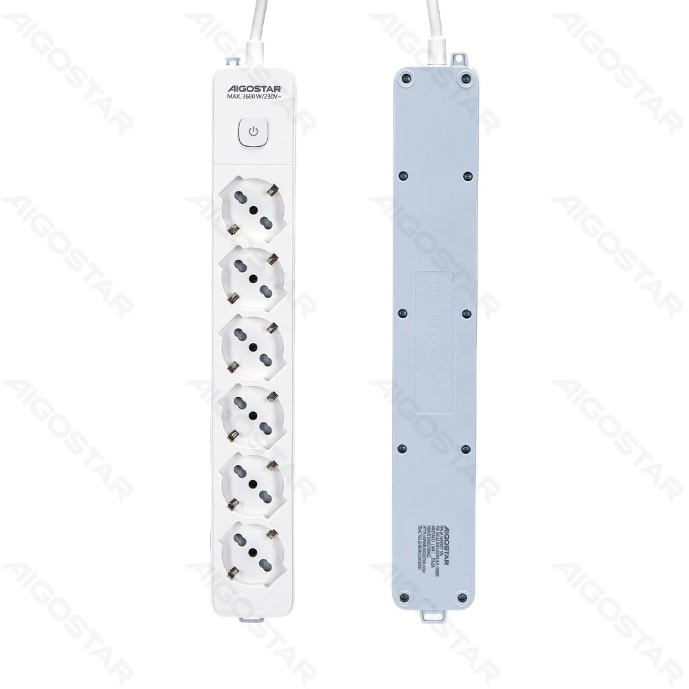 MULTIPRESA A 6 VIE CON INTERRUTTORE 16A - 1,5MAigostar