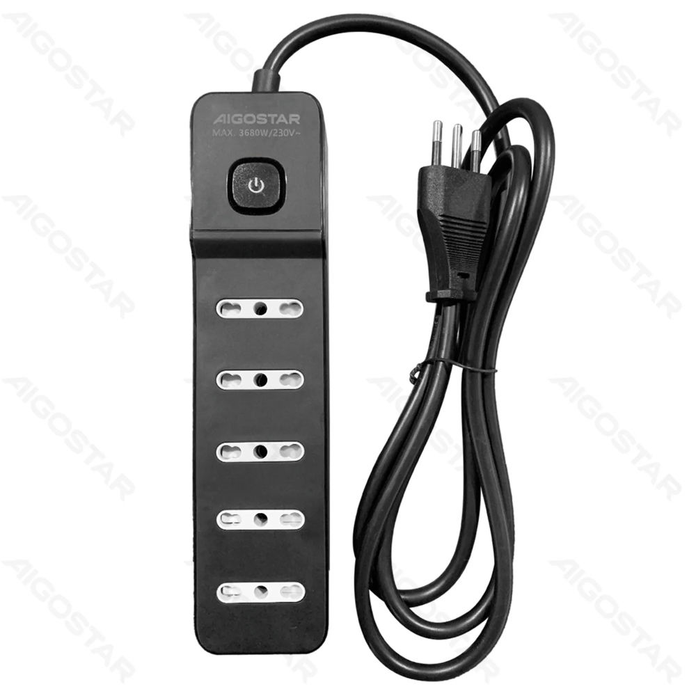 MULTIPRESA A 5 VIE CON INTERRUTTORE 16A - NERO 1,5MAigostar