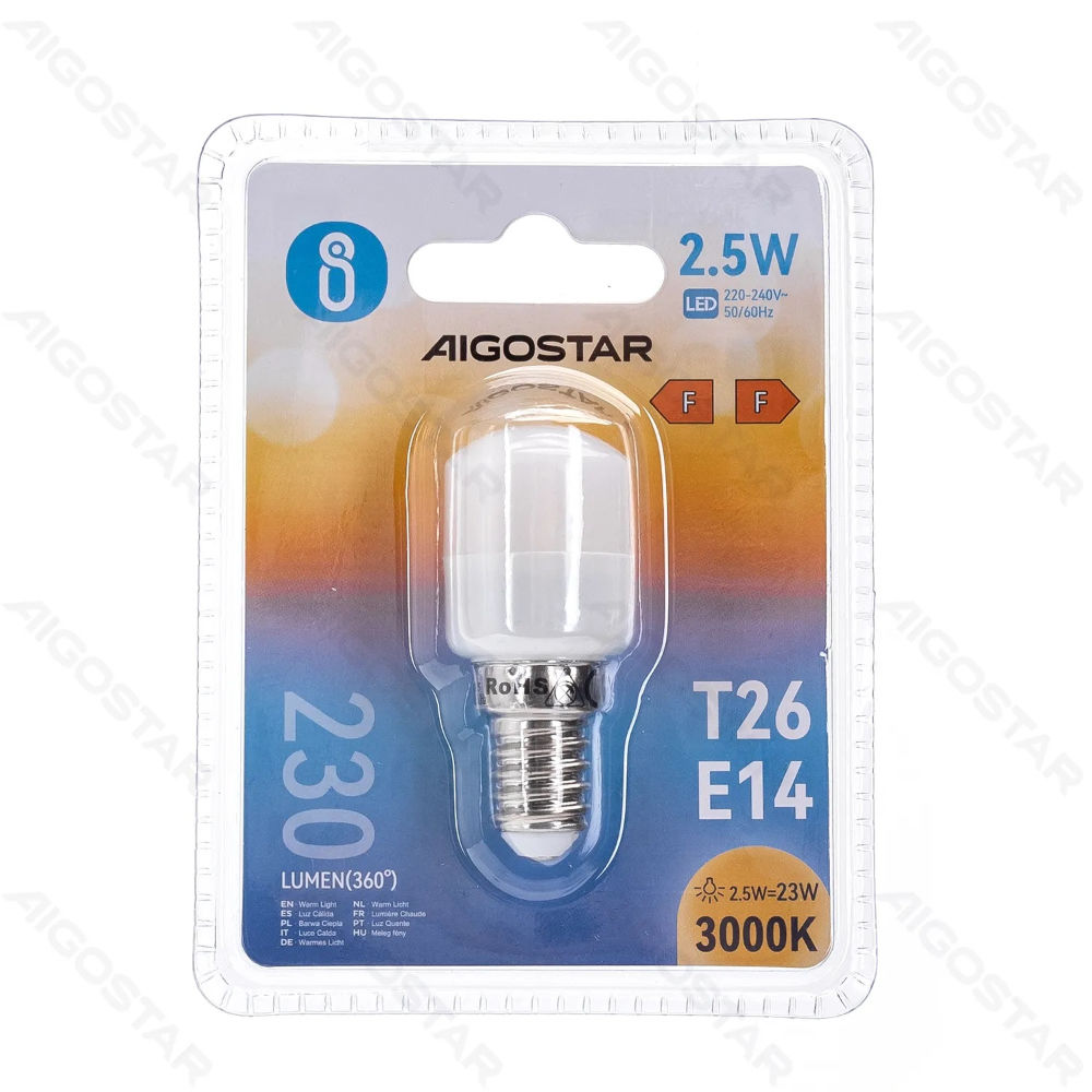 LAMPADINA LED PER FRIGORIFERO - LUCE CALDA - E14 2,5WAigostar