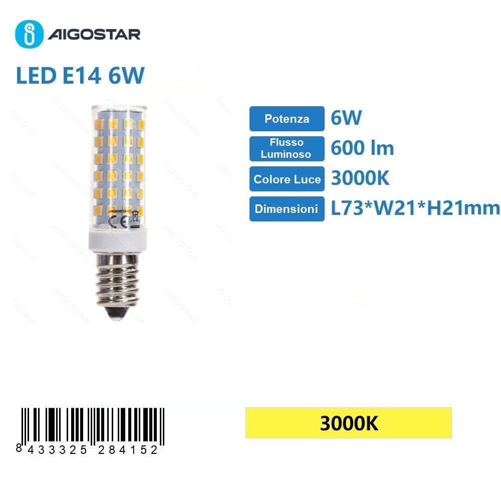 LAMPADINA LED E14 6W - LUCE CALDA - 600LMAigostar