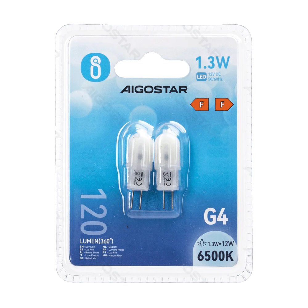 LAMPADINA LED G4 1.3W - LUCE FREDDA 120LM - 2PZAigostar