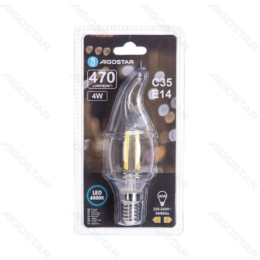 LAMPADINA LED C35 E14 4W - LUCE FREDDA 6500KAigostar